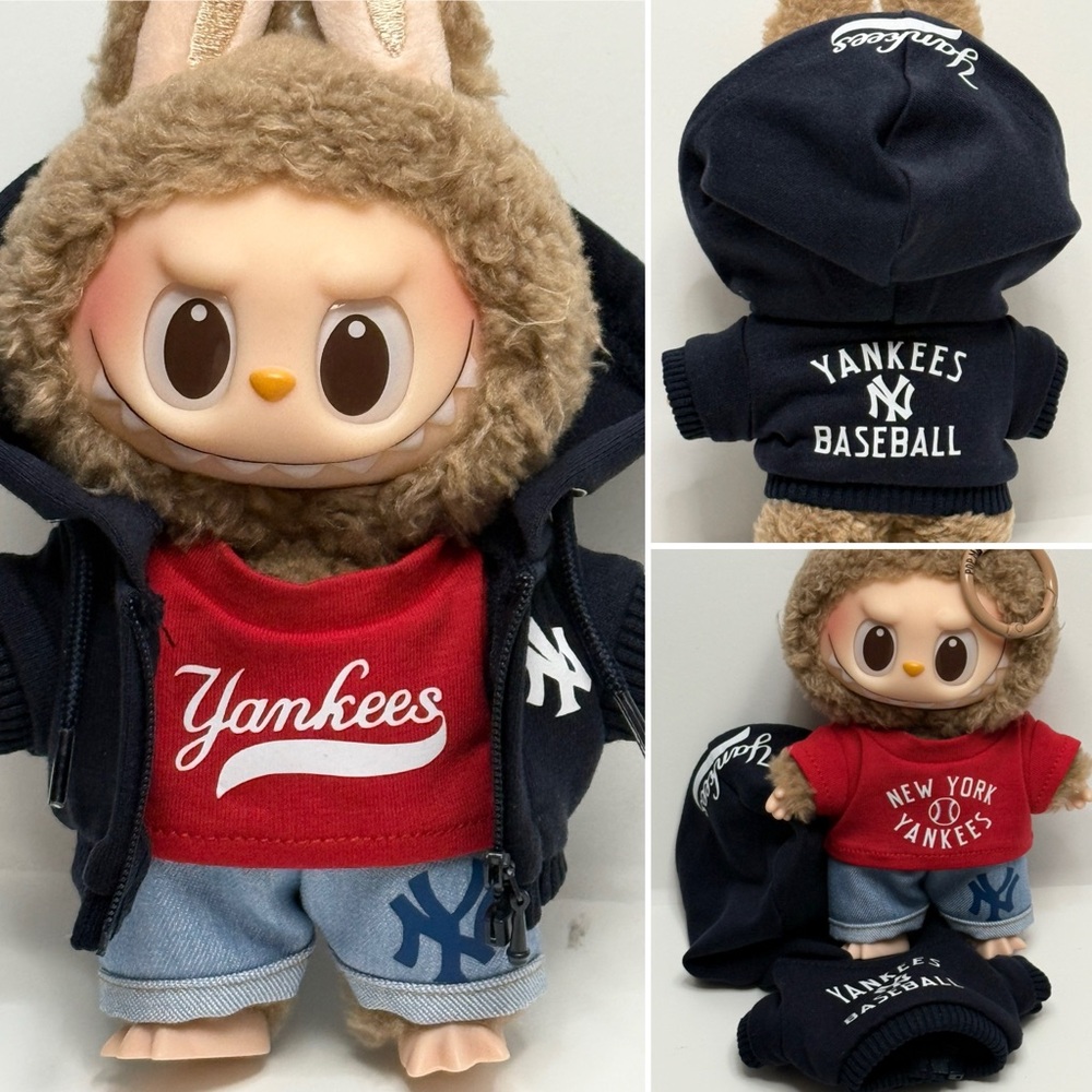 Yankees Labubu 3p outfit for 17 cm Pendant Plushies New York NY